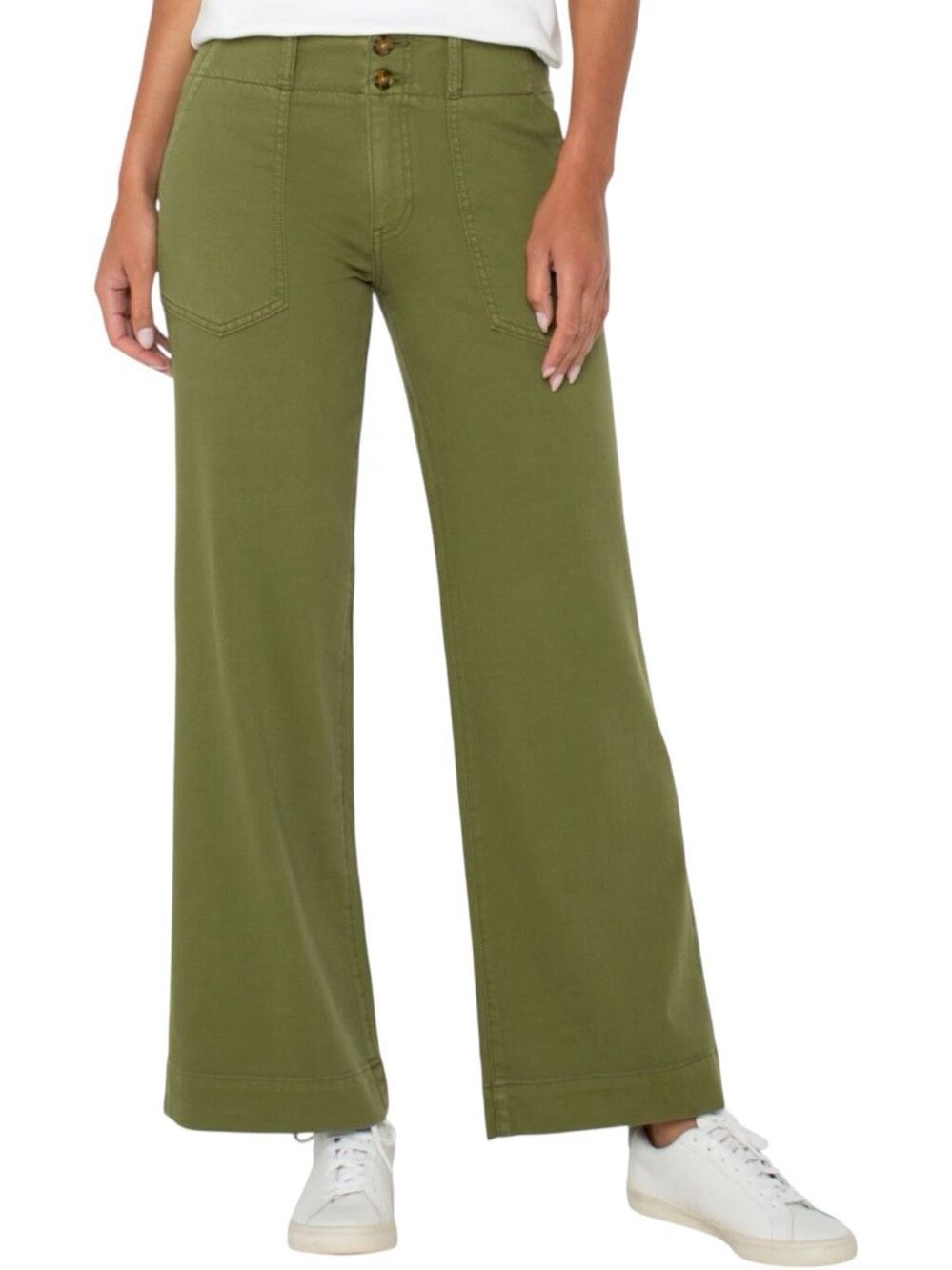 Liverpool Hannah Flare Leg Pants Size 10 X 28” Army Green Style# LM4122QTA